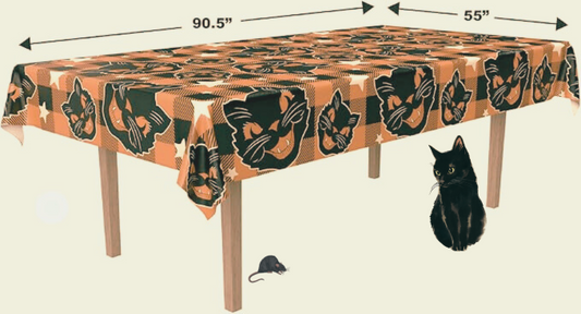 Vintage Halloween Style Black Cat Retro Table Cloth