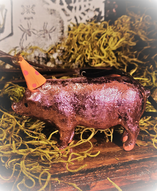 Whimsy Circus Pink Party Pig with Hat Ornament