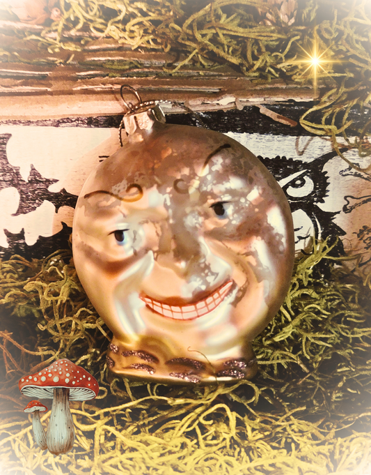 Vintage Victorian Style Man in the Moon Mercury Glass Ornament