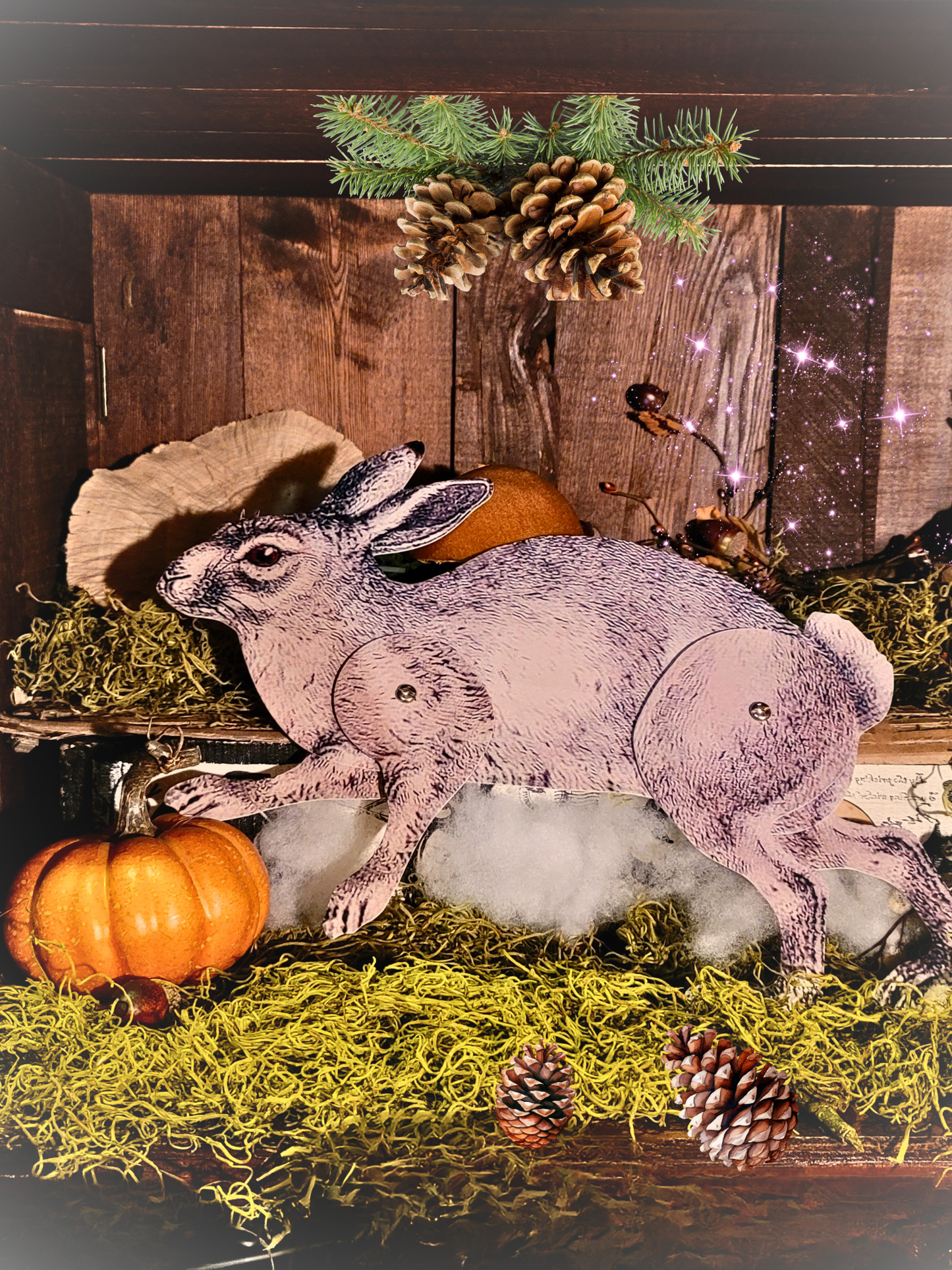 Primitive Vintage Style Posable Running Metal Bunny Rabbit