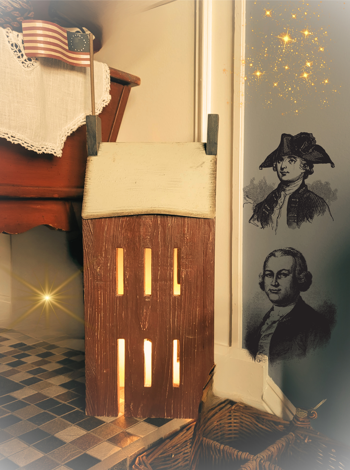 Primitive Colonial Americana Style Lantern House Light