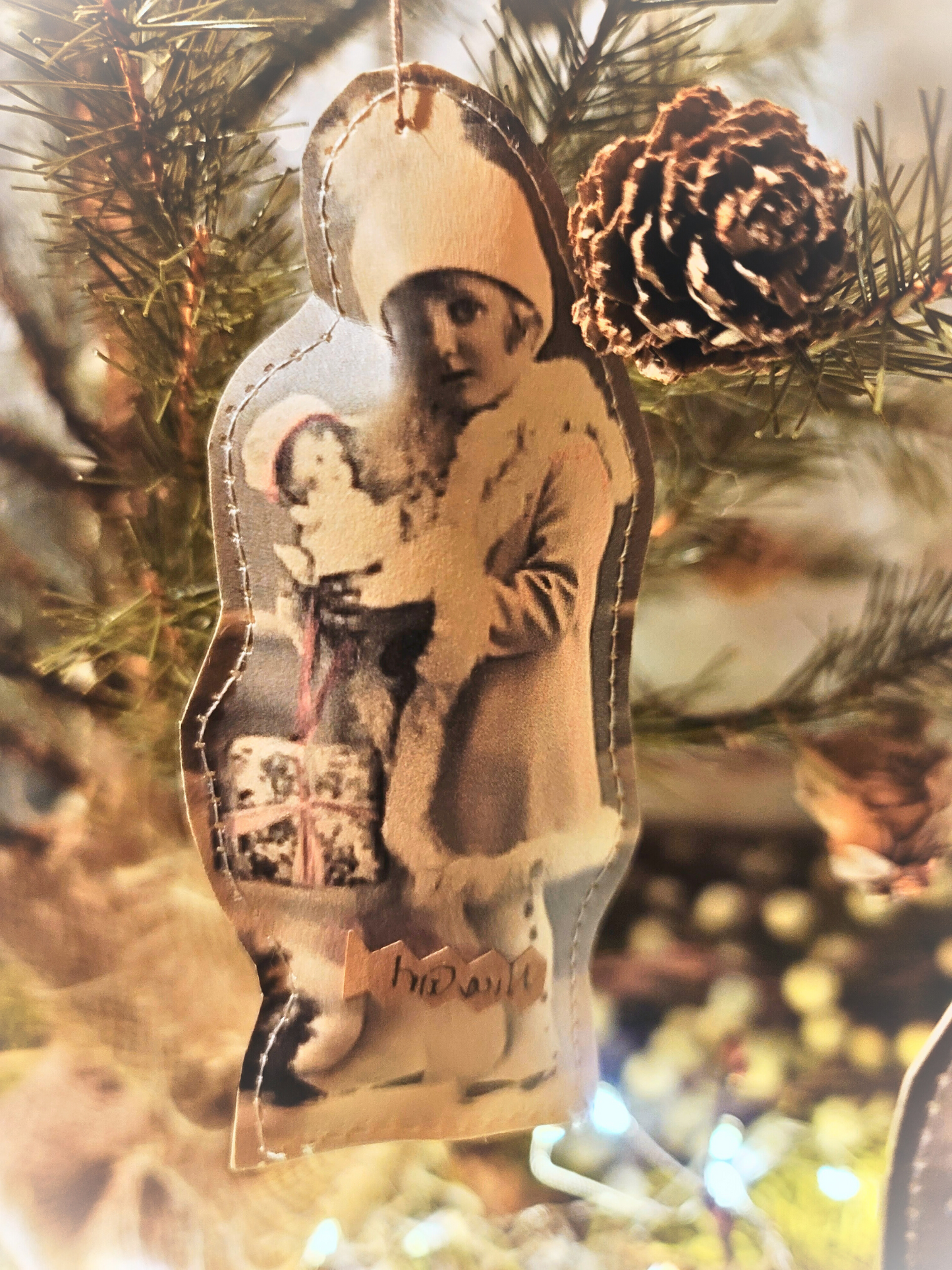 Victorian Tin Type Photo Nice Girl Ornament