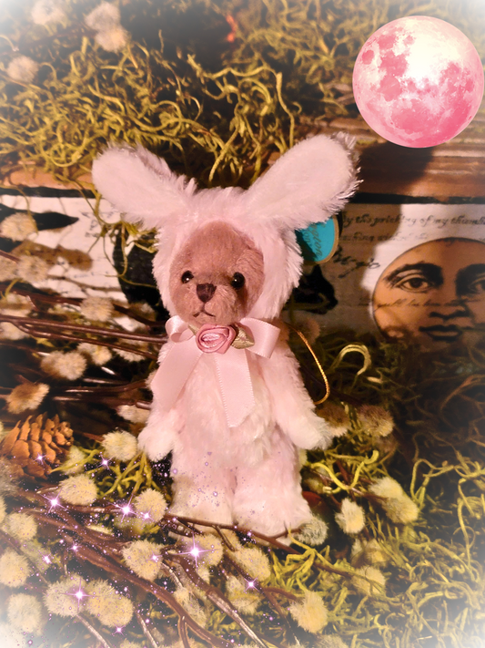 Bearington Stuffed Easter Bear in Either White or Pink Bunny Suit with Movable Limbs Ornament