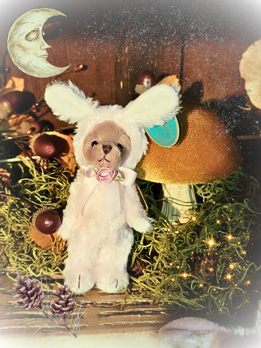 Bearington Stuffed Easter Bear in Either White or Pink Bunny Suit with Movable Limbs Ornament