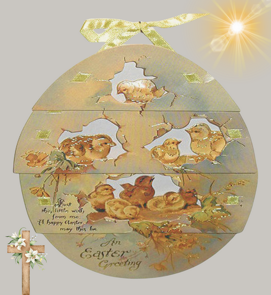 Vintage Easter Style Pop Out Chicks Decoration Card Ornament