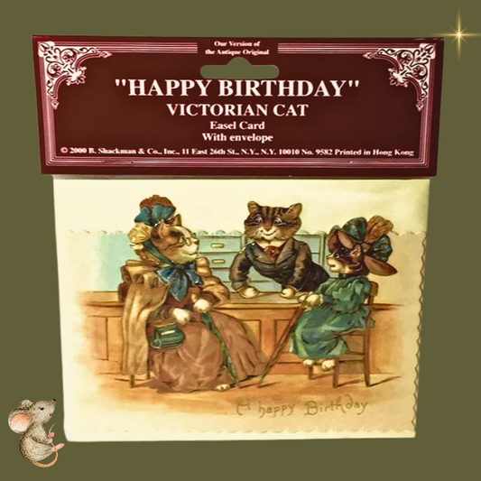 Vintage Victorian Style Standing Easel Happy Birthday Kitty Cats Card