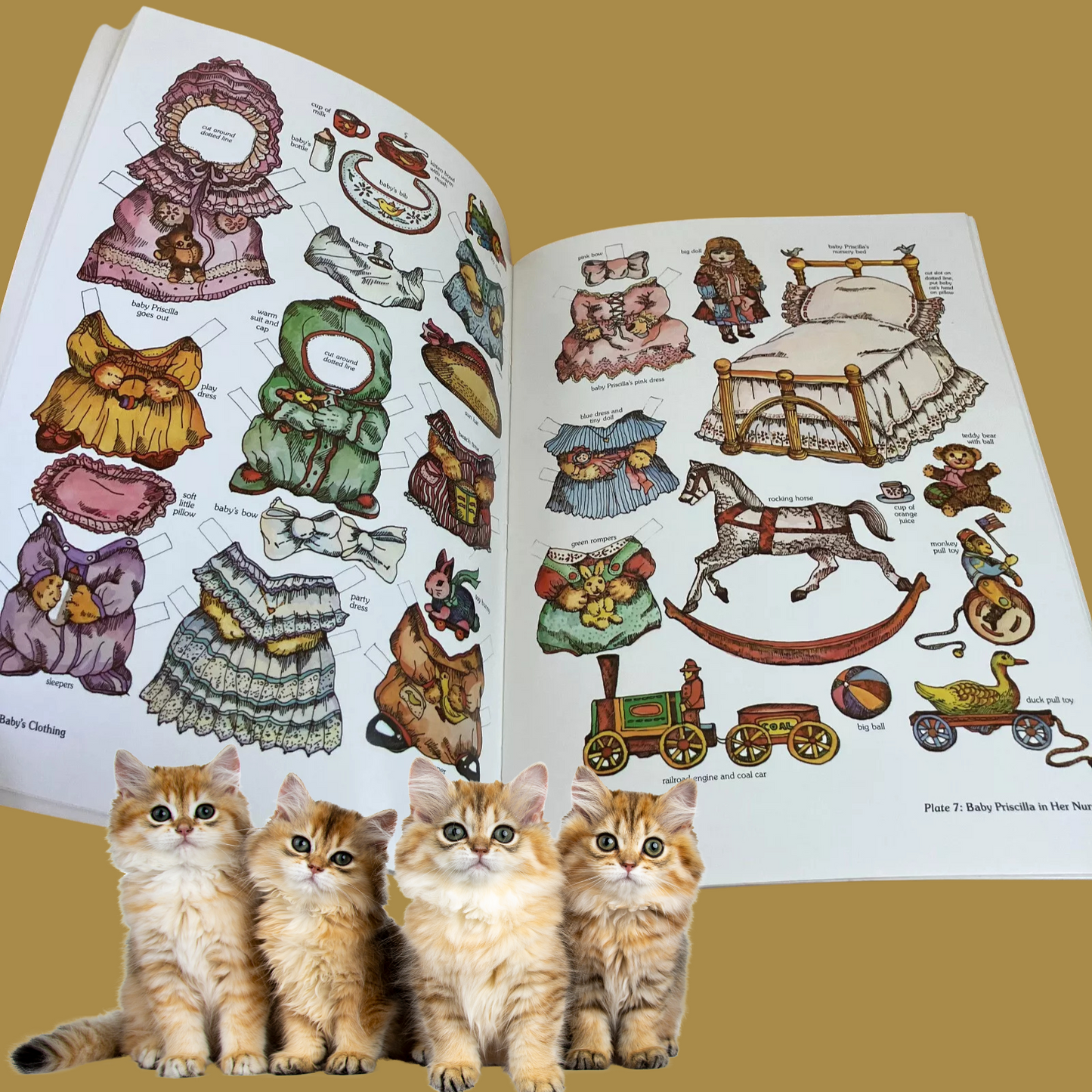 Viintage Victorian Style Cats Paper Dolls Book