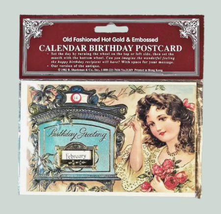 Vintage Victorian Style Birthday Card Calandar Postcard Greeting