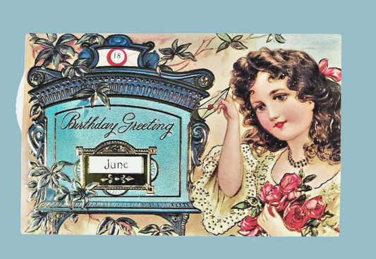 Vintage Victorian Style Birthday Card Calandar Postcard Greeting
