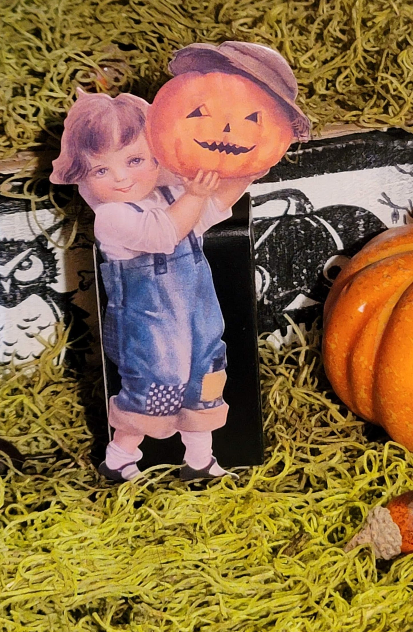 Vintage Halloween Postcard Style Witch or Pumpkin Gift Box Greetings