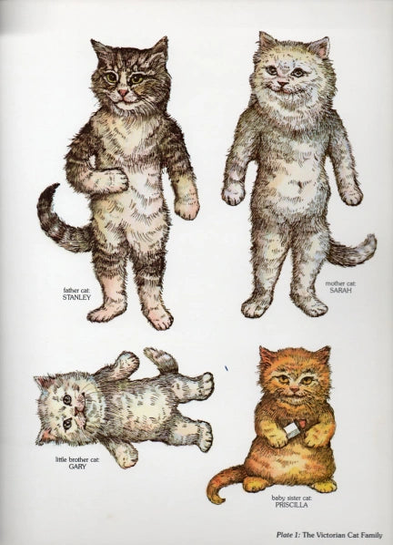 Viintage Victorian Style Cats Paper Dolls Book