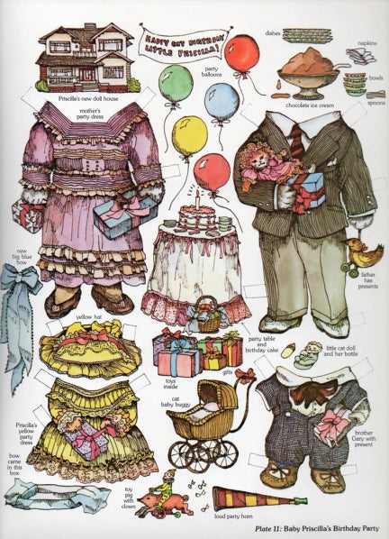 Viintage Victorian Style Cats Paper Dolls Book
